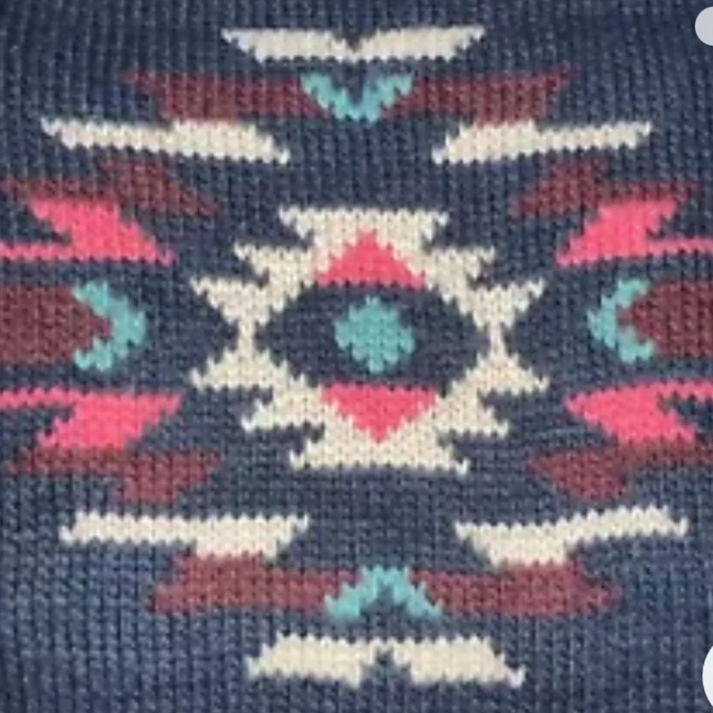 Hollister Navy Blue Sweater Aztec Crew Neck Oversized Women's XS - Picture 3 of 6